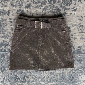 Topshop Black Sparkle Mini Skirt with Belt